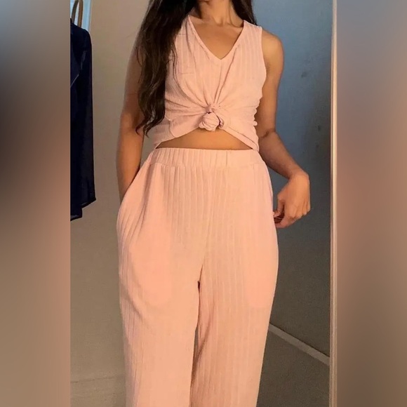 NWOT💖 Dusty Pink Ribbed Lounge Set - Picture 3 of 16